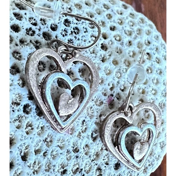 Handmade Heart Earrings  Valentine' s Open Cut Triple Designs Dangle Hoo… - Picture 8 of 12